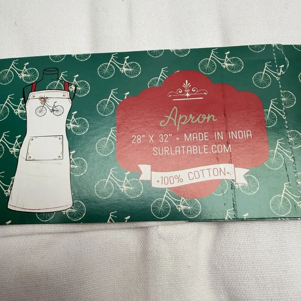Sur La Table Bikes Apron Floral Bicycle Kitchen Apron Cotton Adult NWT Gift